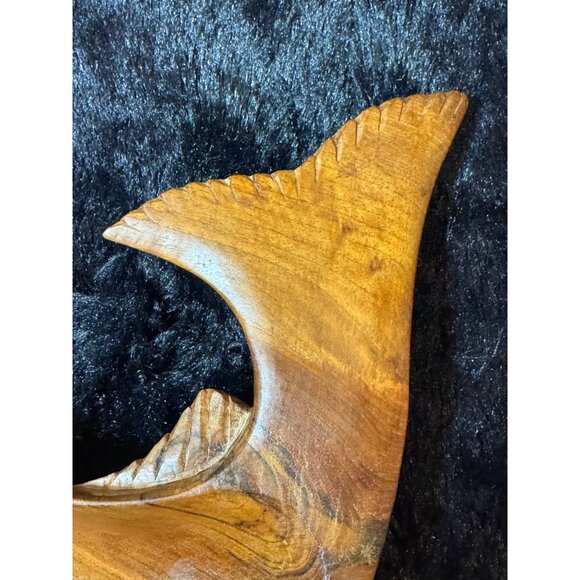 MCM Teak Carved Wooden Fish-Shaped Bowl Handcrafted - Picture 7 of 9